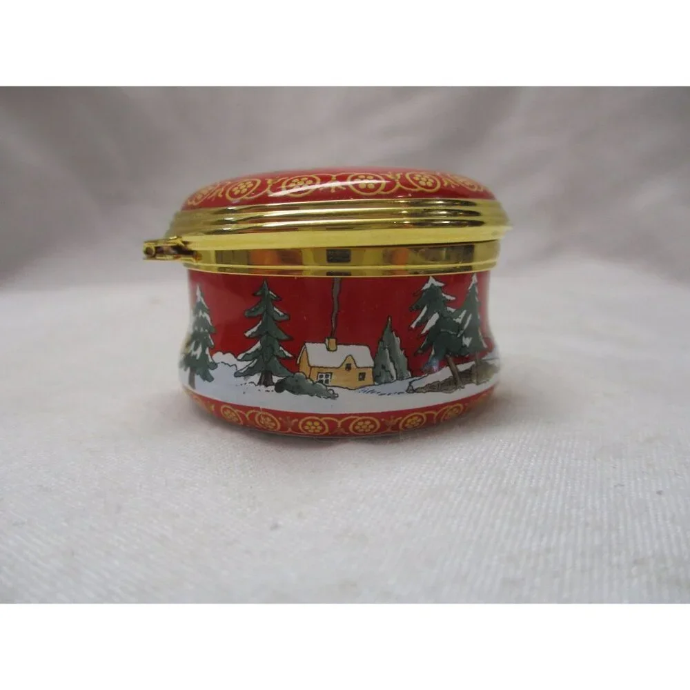 Enamel Box, Halcyon Days, Christmas 2002, Snuff Pill‎ Jewelry Trinket England